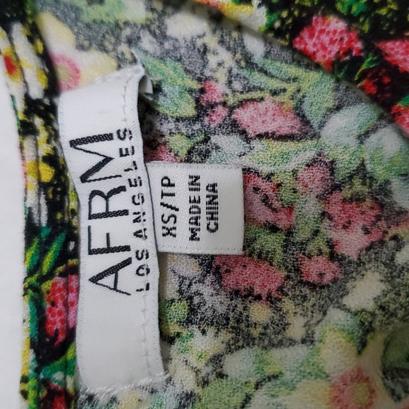 AFRM Green Garden Jamie Floral Puff Sleeve Open Back Midi Dress XS - Picture 11 of 12